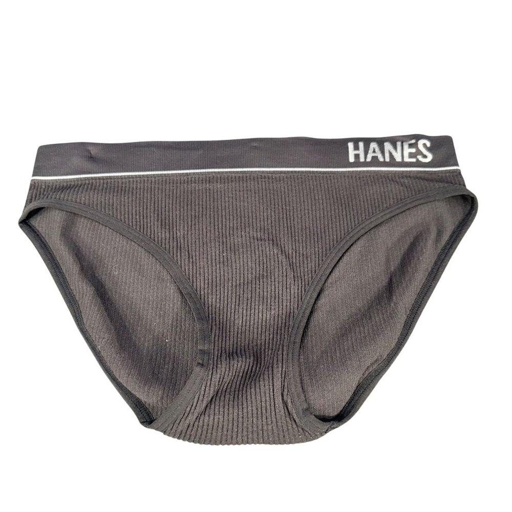 Hanes Womens Size Medium Panty Bikini Ribbed Seamless Black New Without Tags